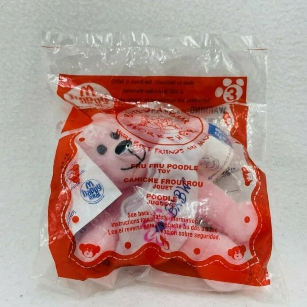 McDonald Build A Bear Fru Fru Poodle Dog Plush Mini Small Pink Number 3 Toy New